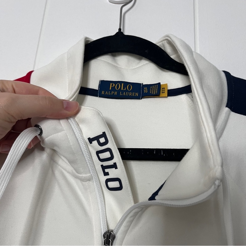 Polo Ralph Lauren Soft Cotton Quarter-Zip Pullover Red White Blue Colorblock XL - Picture 3 of 8